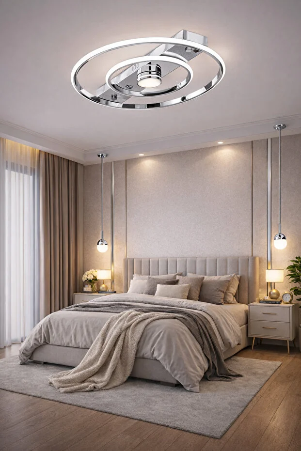 Alfa 45 Cm 3 Işık Mod’lu Modern Salon Mutfak Yatak Odası Led Avizesi